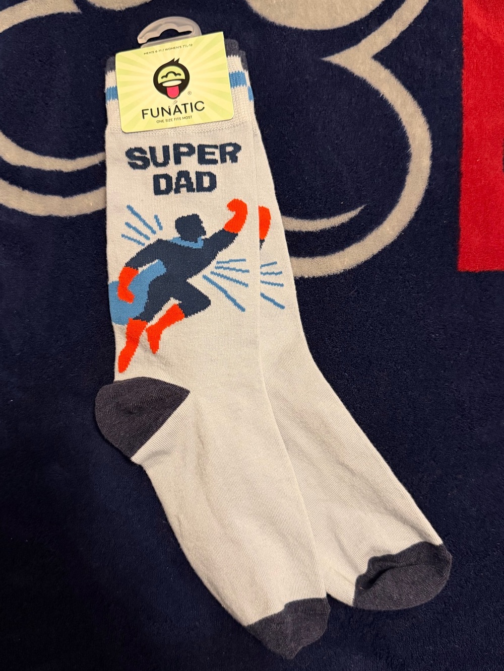Funatic Super Dad Superhero Crew Socks Men’s 6-11 New with Tags Father’s Day
